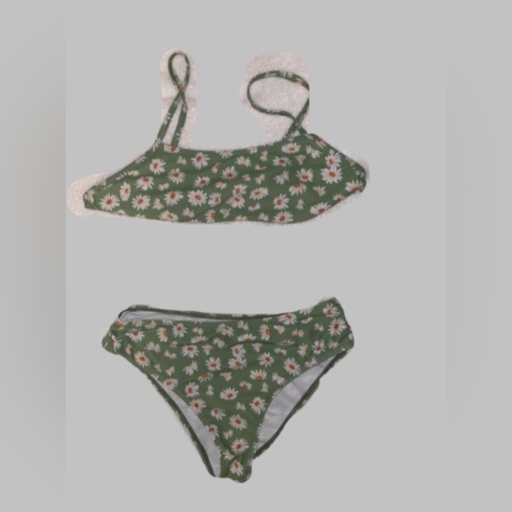 Green floral bikini